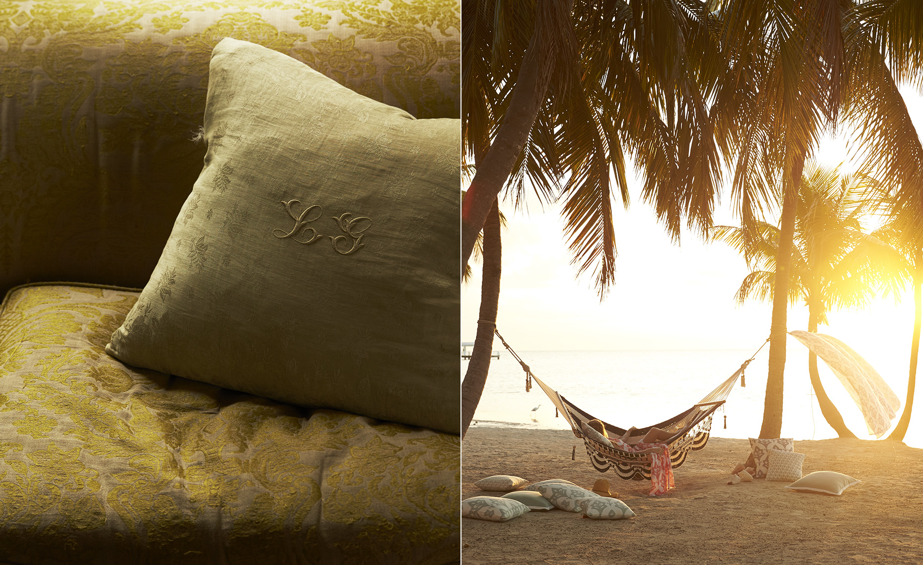New Work: Monogrammed Pillow and Sunset Hammock